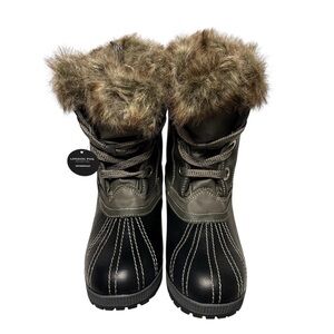 London Fog Black and Brown Winter Boots